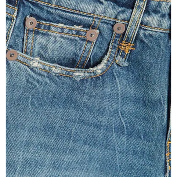 R13 Distressed Hem High Waist Crop Denim Jeans - Picture 5 of 15